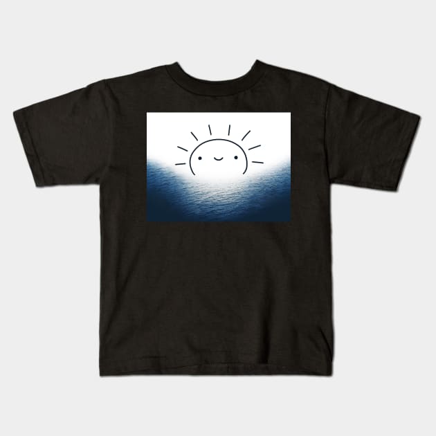 Sun rising over the ocean Kids T-Shirt by Nikamii